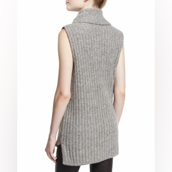 Theory Beylor T Caresse Mohair Yak Wool Turtleneck Sweater Knit Vest Gray P/XS - Picture 2 of 15